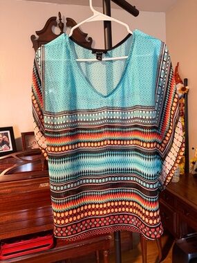 ALYX Turquoise Multicolor Geometric Print Women's Blouse